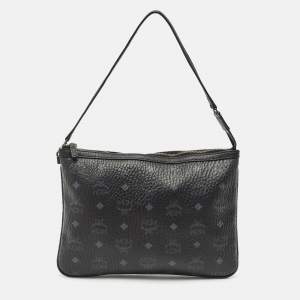 MCM Black Visetos Coated Canvas Slim Shoulder Bag