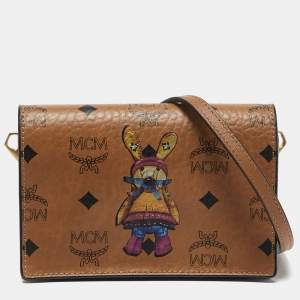 MCM Cognac Visetos Coated Canvas and Leather Rabbit Crossbody Bag