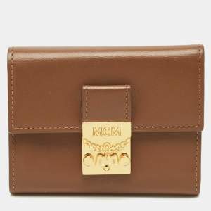 Pre Owned MCM Brown Leather Patricia Trifold Wallet