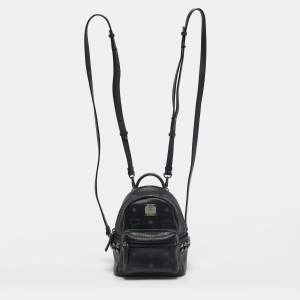 Pre Owned MCM Black Visetos Coated Canvas Mini Stark Side Studs Backpack