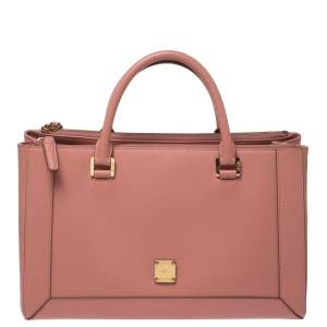 MCM Pink Leather Double Zip Tote
