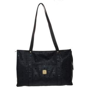 MCM Black Visetos Nylon Oversized Shopper Tote 