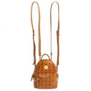 MCM Brown Visetos Coated Canvas X-Mini Bebe Boo Backpack