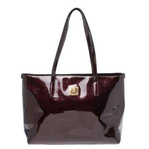 Pre Owned MCM Burgundy Patent Leather Shopper Tote
