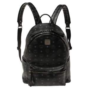 MCM Black Visetos Coated Canvas Stark Backpack