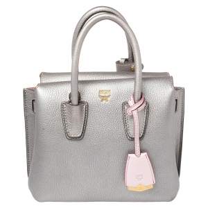MCM Silver Leather Mini Milla Tote
