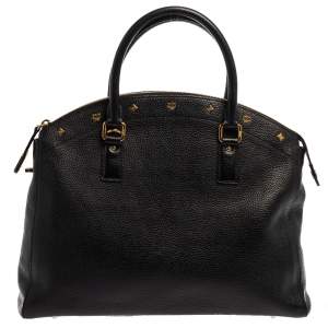 MCM Black Leather Dome Satchel