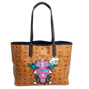 Pre Owned MCM Cognac/Black Visetos Coated Canvas and Leather Stefan Strumbel Limited Edition 116/300 Tote