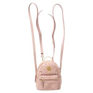 Pre Owned MCM Baby Pink Leather X Mini Studded Stark-Bebe Boo Backpack
