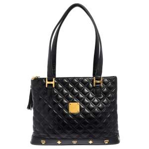 Pre Owned MCM Black Quilted Leather Shoulder Bag