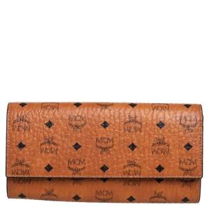 MCM Cognac Visetos Coated Canvas and Leather Continental Wallet