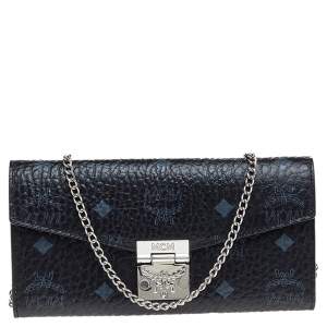 Pre Owned MCM Black Leather Wallet On Chain