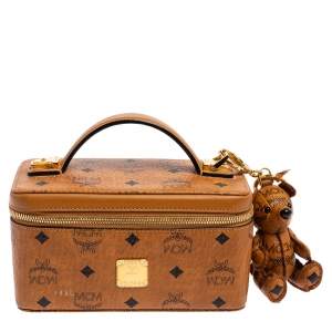 MCM Cognac Visetos Coated Canvas Rockstar Vanity Case