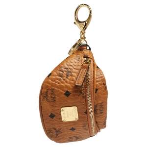 MCM Cognac Visetos Coated Canvas Belt Bag Charm