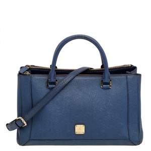 MCM Blue Leather Large Nuovo Tote