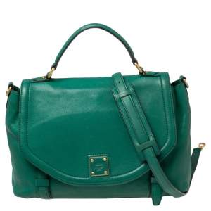 MCM Green Leather Top Handle Bag