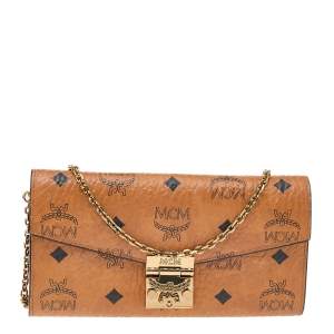Pre Owned MCM Brown Visetos Canvas Patricia WOC Wallet