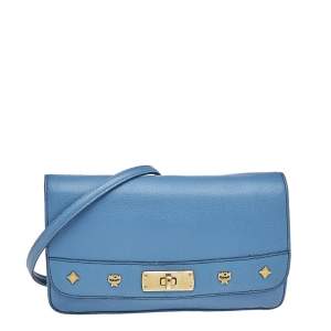 MCM Blue Leather Shoulder Bag
