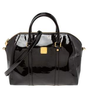 MCM Black Patent Leather Satchel