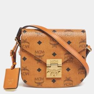 MCM Cognac Visetos Coated Canvas and Leather Patricia Crossbody Bag