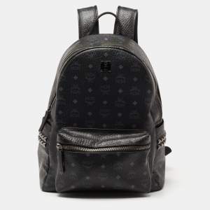 MCM Black Visetos Coated Canvas and Leather Large Stark Backpack