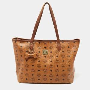MCM Cognac Visetos Coated Canvas Tote