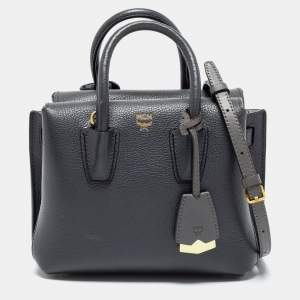 MCM Grey Leather Mini Milla Park Avenue Tote