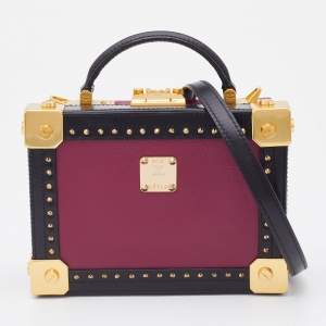 MCM Purple/Black Visetos Coated Canvas and Leather Berlin Box Bag