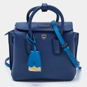 MCM Blue Leather Mini Milla Park Avenue Tote