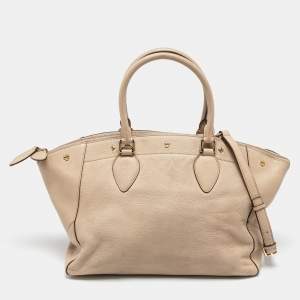 MCM Beige Leather Zip Satchel