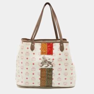 MCM Multicolor Visetos Coated Canvas and Leather Striped Munich Lion Tote