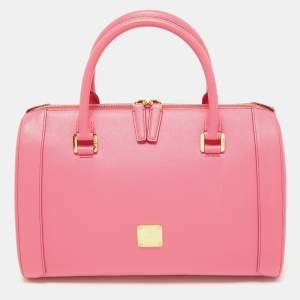 MCM Pink Leather Boston Bag