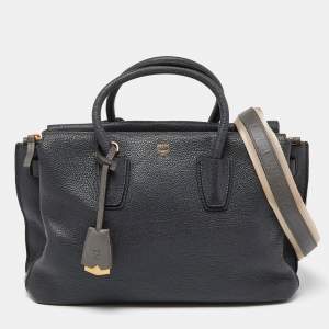 MCM Dark Grey Leather Medium Milla Tote