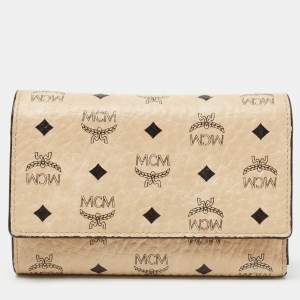 MCM Beige/Peach Visetos Coated Canvas and Leather  Trifold Wallet