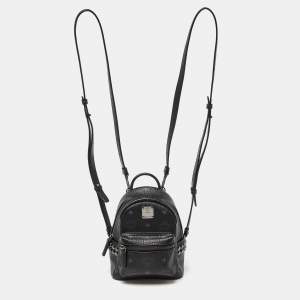 MCM Black Visetos Coated Canvas and Leather Mini Studded Stark-Bebe Boo Backpack