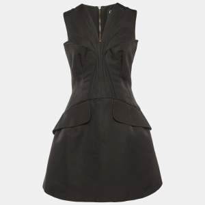 Pre Owned فستان بلا أكمام مطوي قطن خليط أسود من إم سي كيو باي أليكساندر ماكوين حجم متوسط