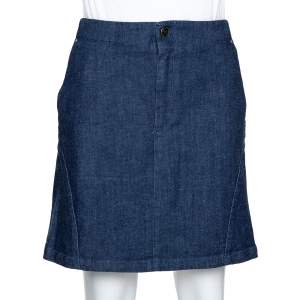 Pre Owned McQ by Alexander McQueen Indigo Denim Zip Detail A Line Mini Skirt S