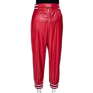 McQ by Alexander McQueen Red Synthetic & Rib Trim Joggers S 