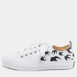 McQ by Alexander McQueen White/Black Canvas Shallow Swarm Sneakers Size 37
