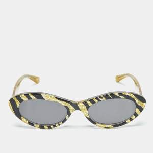 Pre Owned McQ by Alexander McQueen Yellow/Black MQ0190S Frame Cat Eye Sunglasses