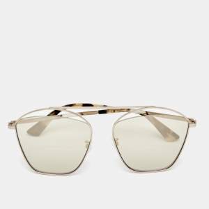 Pre Owned McQ by Alexander McQueen Pale Gold Tone/ Gold Mirrored MQ0177SA Square Sunglasses