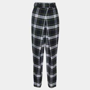 McQ by Alexander McQueen Green Tartan Wool Pleated Trousers S