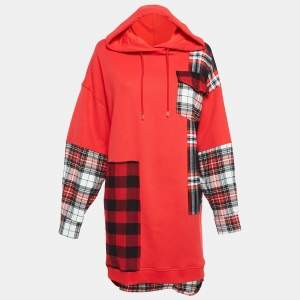 McQ by Alexander McQueen Red Patchwork Oversize Hoodie Jacket M