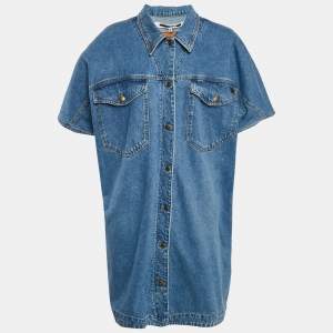 McQ by Alexander McQueen Blue Washed Denim Shirt Dress L
