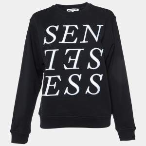 McQ by Alexander McQueen Black Embroidered Cotton Sweatshirt M