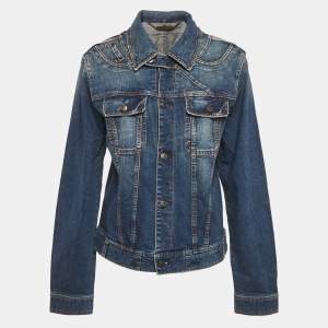 Pre Owned McQ by Alexander McQueen Blue Faded Denim Button Front Jacket L