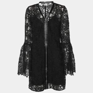 McQ by Alexander McQueen Black Lace Front Zip Dress S