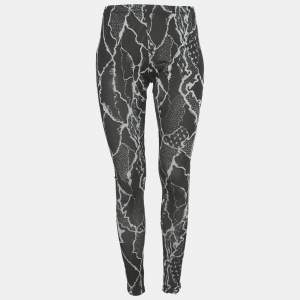 Pre Owned McQ by Alexander McQueen Monochrome Snakeskin Print Jersey Leggings S