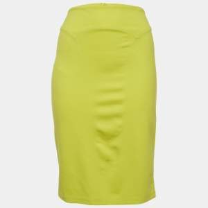 Pre Owned McQ by Alexander McQueen Neon Green Jersey Mini Skirt XL
