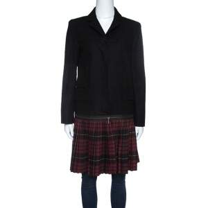 McQ By Alexander Mcqueen Black Convertible Wool Blend Tartan Plaid Kilt Coat M